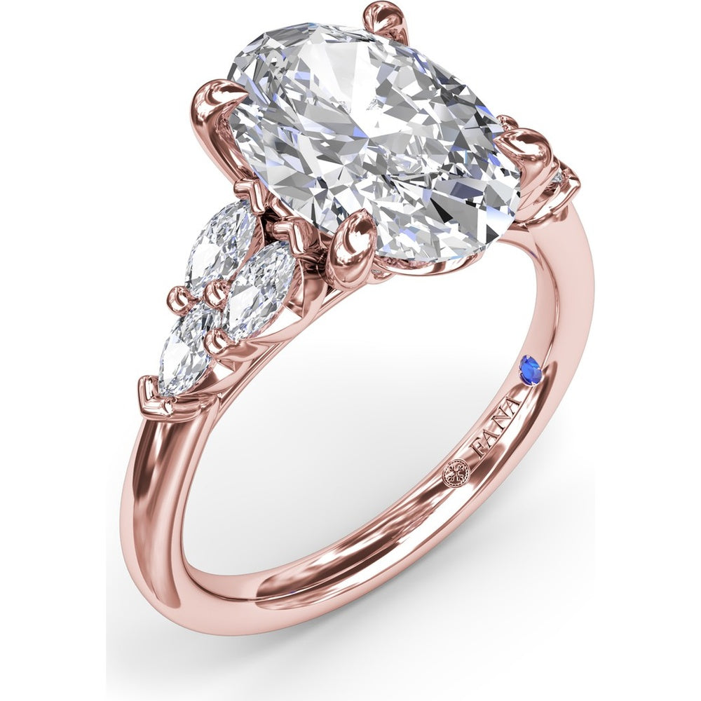 Engagement Ring Setting with Marquise Side Stones and Tapered Band - 0.50 Carat Total Side Stone Weight by Fana