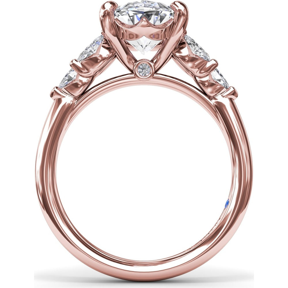Engagement Ring Setting with Marquise Side Stones and Tapered Band - 0.50 Carat Total Side Stone Weight by Fana
