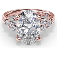 Engagement Ring Setting with Marquise Side Stones and Tapered Band - 0.50 Carat Total Side Stone Weight by Fana