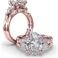 Engagement Ring Setting with Marquise Side Stones and Tapered Band - 0.50 Carat Total Side Stone Weight by Fana