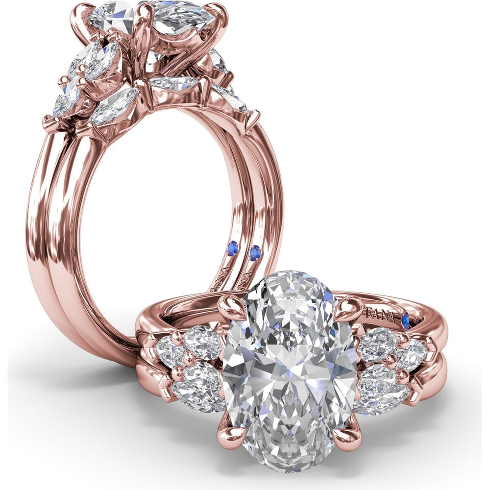 Engagement Ring Setting with Marquise Side Stones and Tapered Band - 0.50 Carat Total Side Stone Weight by Fana