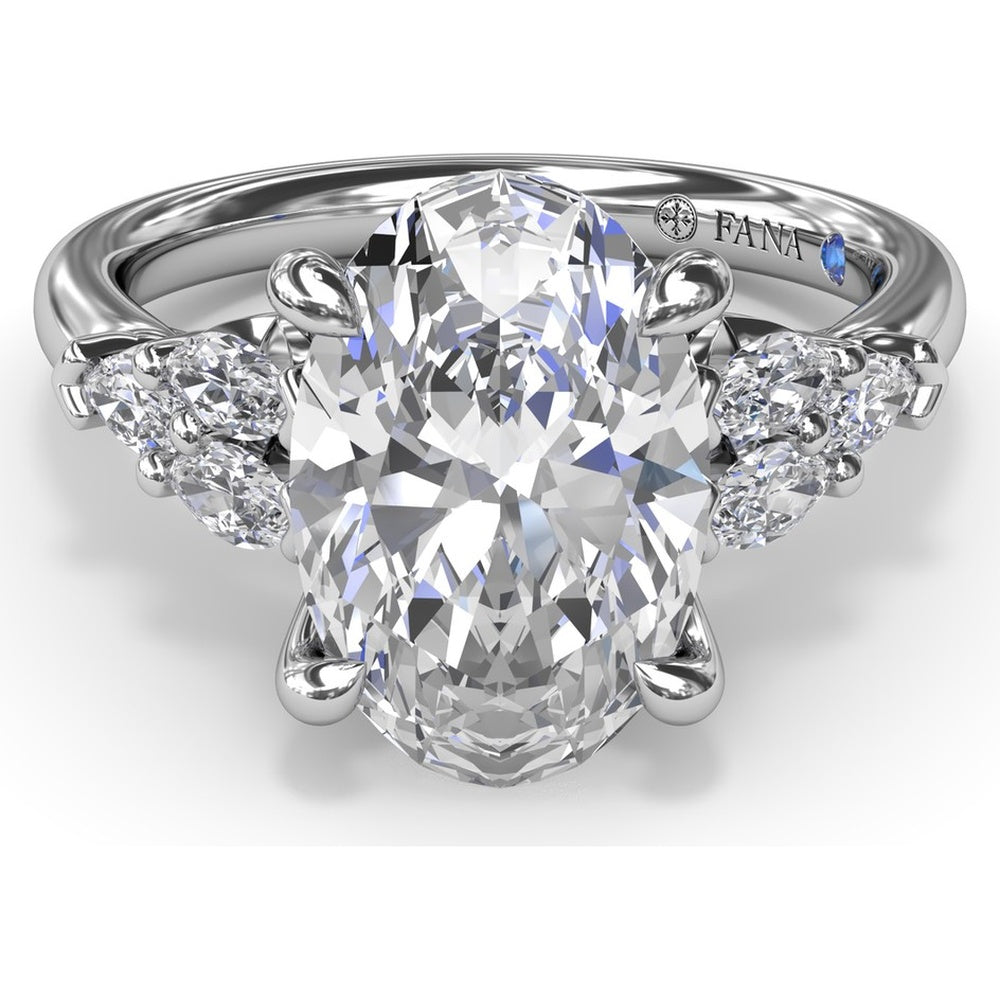 Engagement Ring Setting with Marquise Side Stones and Tapered Band - 0.50 Carat Total Side Stone Weight by Fana