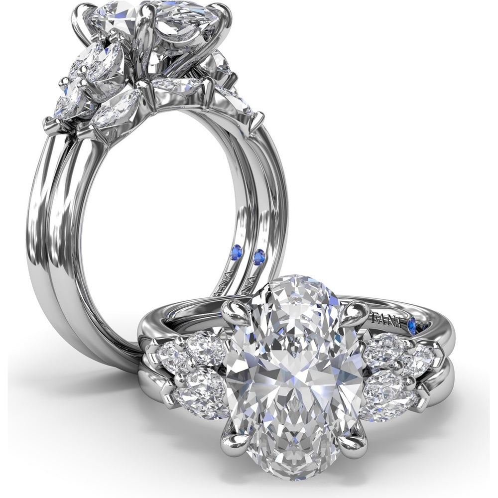 Engagement Ring Setting with Marquise Side Stones and Tapered Band - 0.50 Carat Total Side Stone Weight by Fana