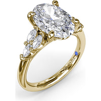 Engagement Ring Setting with Marquise Side Stones and Tapered Band - 0.50 Carat Total Side Stone Weight by Fana