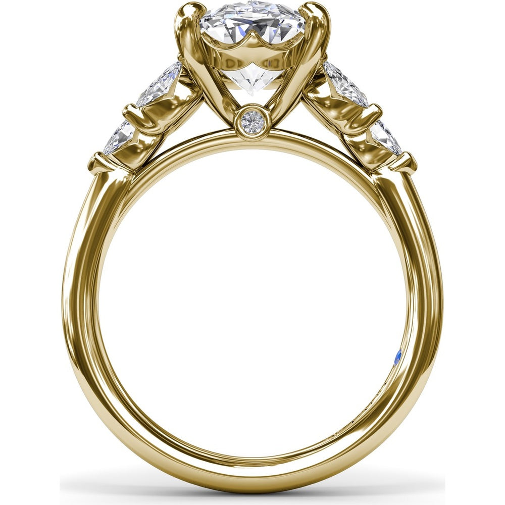 Engagement Ring Setting with Marquise Side Stones and Tapered Band - 0.50 Carat Total Side Stone Weight by Fana