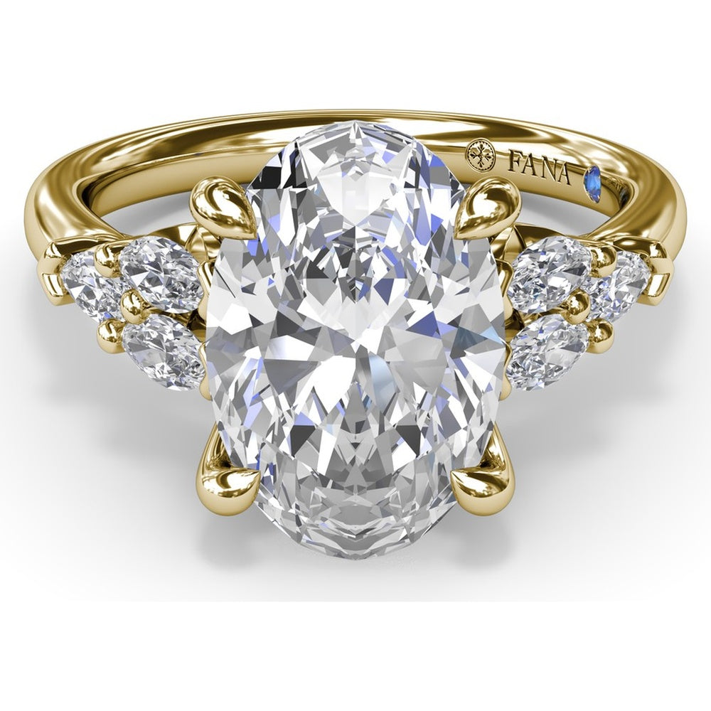 Engagement Ring Setting with Marquise Side Stones and Tapered Band - 0.50 Carat Total Side Stone Weight by Fana