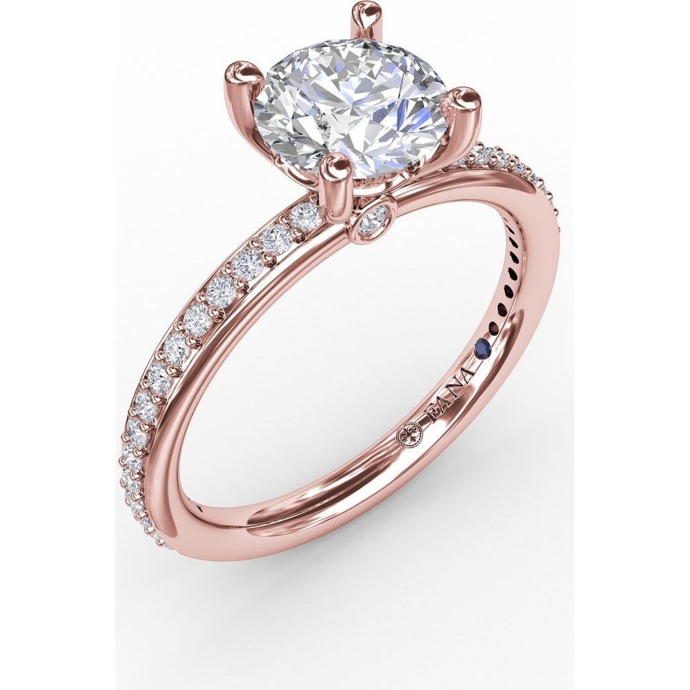 Engagement Ring Setting with Pavé Diamond Band and Bead-Set Prongs by Fana - 0.27 Carat Total Diamond Weight