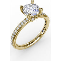 Engagement Ring Setting with Pavé Diamond Band and Bead-Set Prongs by Fana - 0.27 Carat Total Diamond Weight