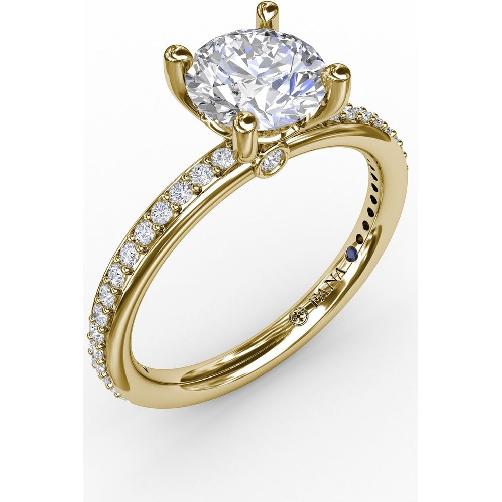 Engagement Ring Setting with Pavé Diamond Band and Bead-Set Prongs by Fana - 0.27 Carat Total Diamond Weight