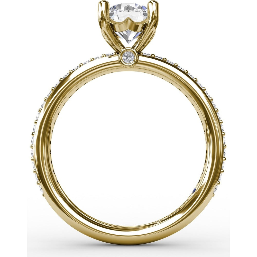 Engagement Ring Setting with Pavé Diamond Band and Bead-Set Prongs by Fana - 0.27 Carat Total Diamond Weight