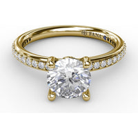 Engagement Ring Setting with Pavé Diamond Band and Bead-Set Prongs by Fana - 0.27 Carat Total Diamond Weight