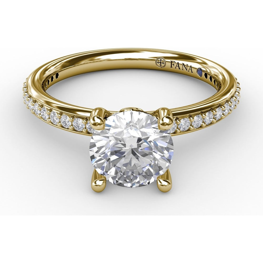 Engagement Ring Setting with Pavé Diamond Band and Bead-Set Prongs by Fana - 0.27 Carat Total Diamond Weight
