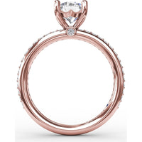Engagement Ring Setting with Pavé Diamond Band and Bead-Set Prongs by Fana - 0.27 Carat Total Diamond Weight