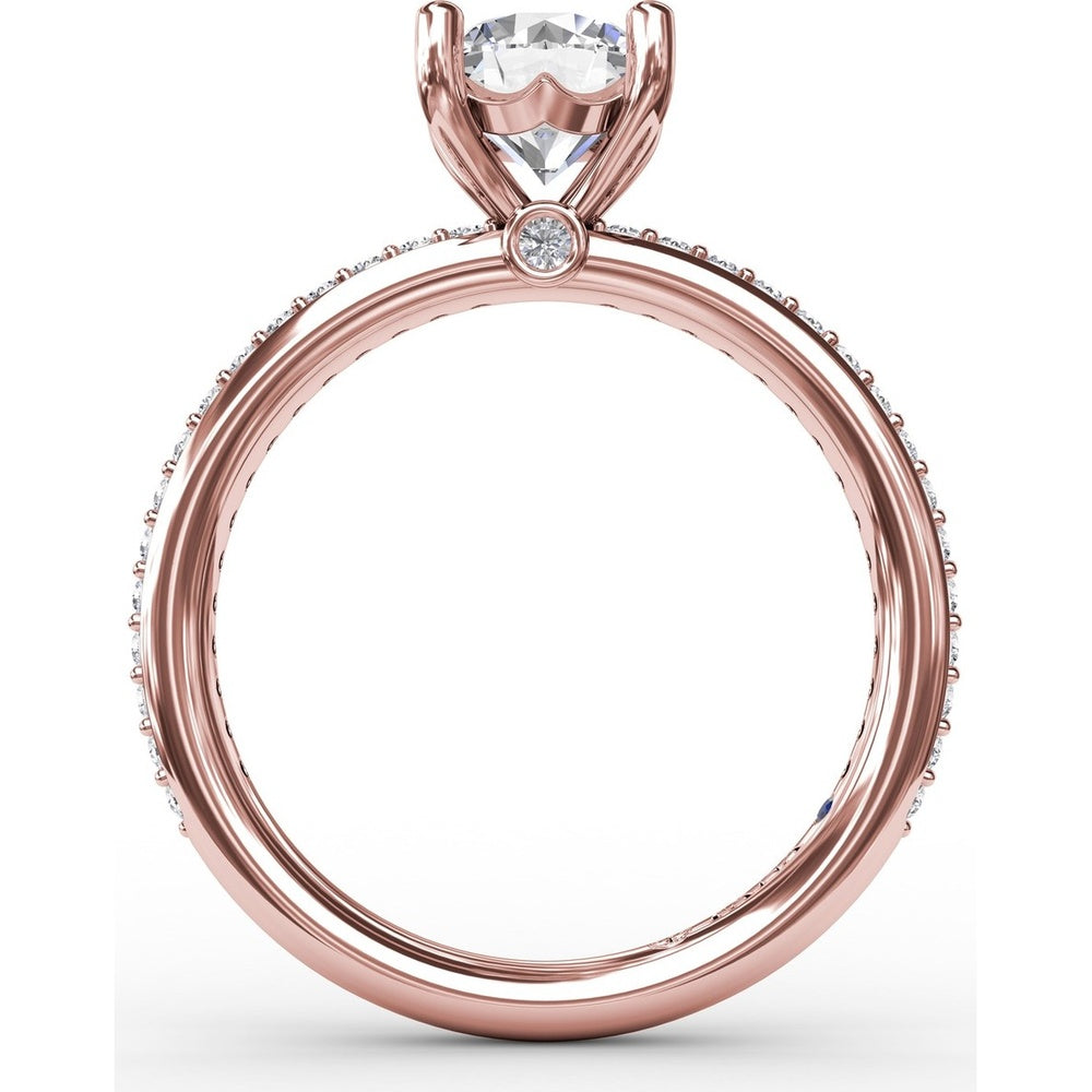 Engagement Ring Setting with Pavé Diamond Band and Bead-Set Prongs by Fana - 0.27 Carat Total Diamond Weight