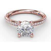 Engagement Ring Setting with Pavé Diamond Band and Bead-Set Prongs by Fana - 0.27 Carat Total Diamond Weight