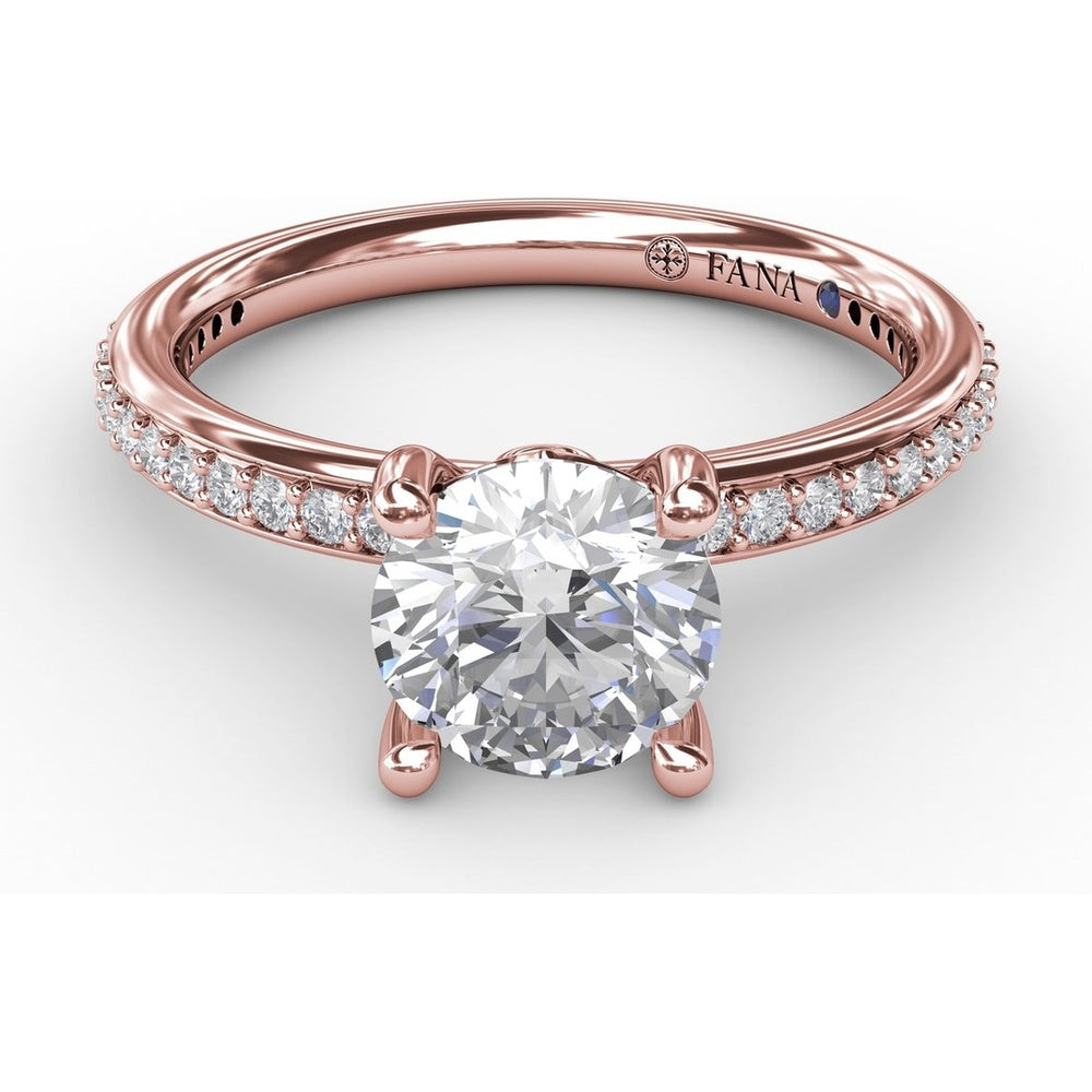 Engagement Ring Setting with Pavé Diamond Band and Bead-Set Prongs by Fana - 0.27 Carat Total Diamond Weight
