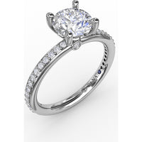 Engagement Ring Setting with Pavé Diamond Band and Bead-Set Prongs by Fana - 0.27 Carat Total Diamond Weight