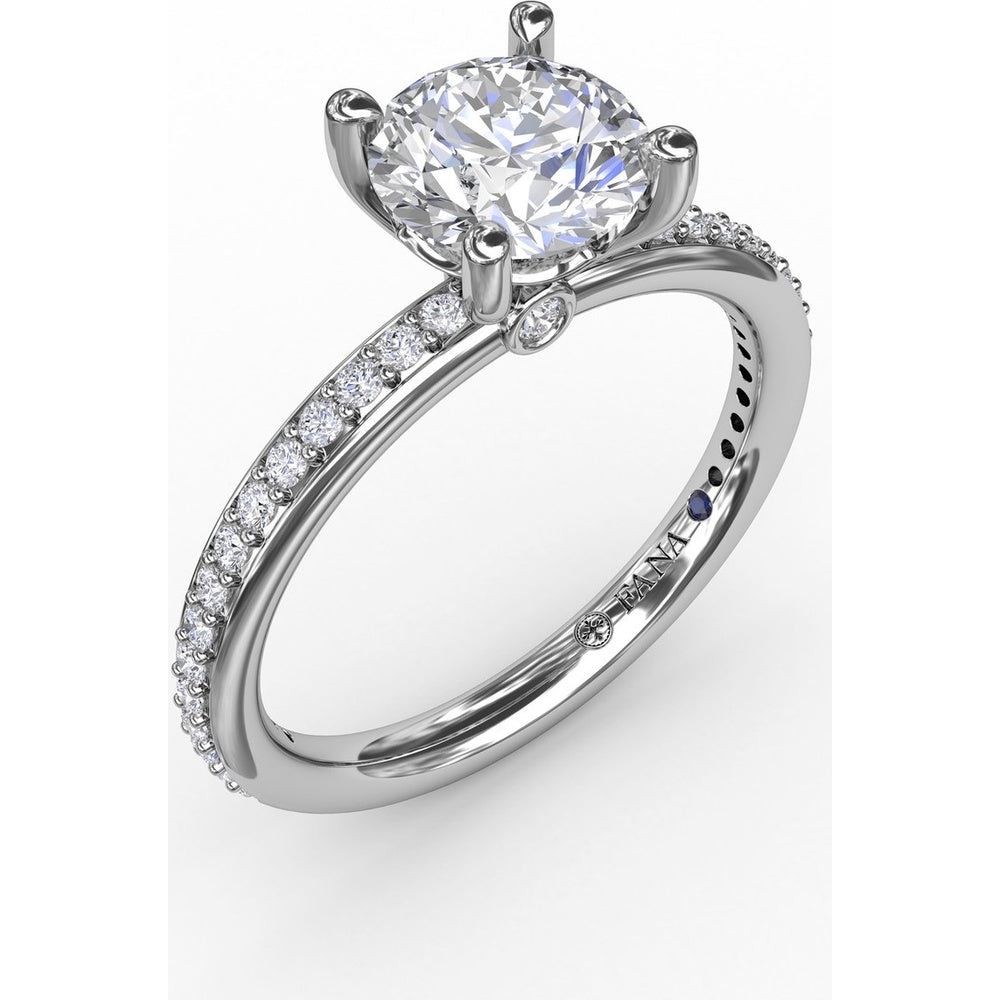 Engagement Ring Setting with Pavé Diamond Band and Bead-Set Prongs by Fana - 0.27 Carat Total Diamond Weight