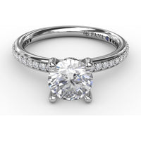 Engagement Ring Setting with Pavé Diamond Band and Bead-Set Prongs by Fana - 0.27 Carat Total Diamond Weight