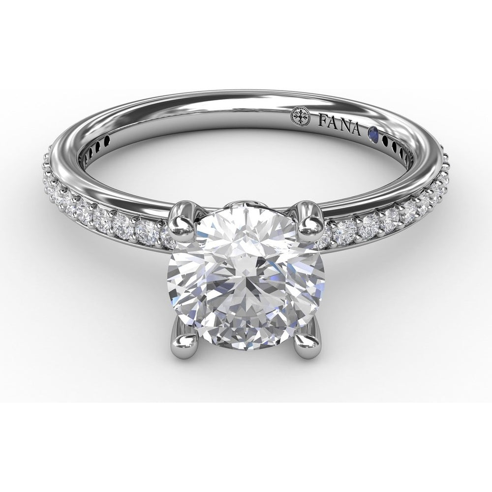 Engagement Ring Setting with Pavé Diamond Band and Bead-Set Prongs by Fana - 0.27 Carat Total Diamond Weight
