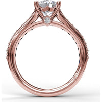 Engagement Ring Setting with Pavé Diamond Band and Milgrain Detailing - 0.32 Carat Total Side Stone Weight by Fana