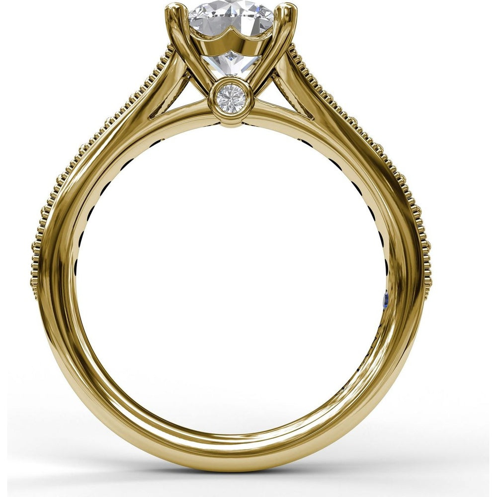 Engagement Ring Setting with Pavé Diamond Band and Milgrain Detailing - 0.32 Carat Total Side Stone Weight by Fana