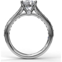 Engagement Ring Setting with Pavé Diamond Band and Milgrain Detailing - 0.32 Carat Total Side Stone Weight by Fana
