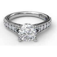 Engagement Ring Setting with Pavé Diamond Band and Milgrain Detailing - 0.32 Carat Total Side Stone Weight by Fana