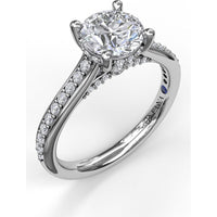 Engagement Ring Setting with Pavé Single Row and Hidden Diamond Accents by Fana - 0.33 Carat Total Diamond Weight