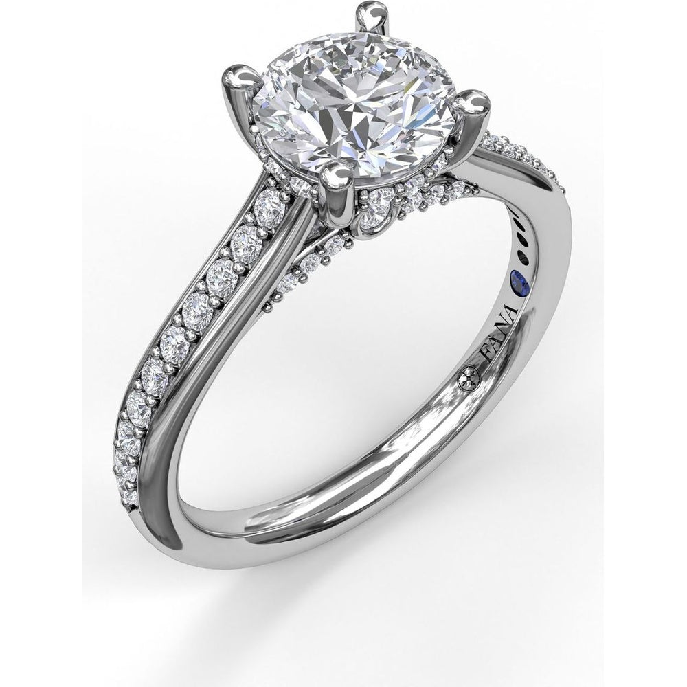 Engagement Ring Setting with Pavé Single Row and Hidden Diamond Accents by Fana - 0.33 Carat Total Diamond Weight