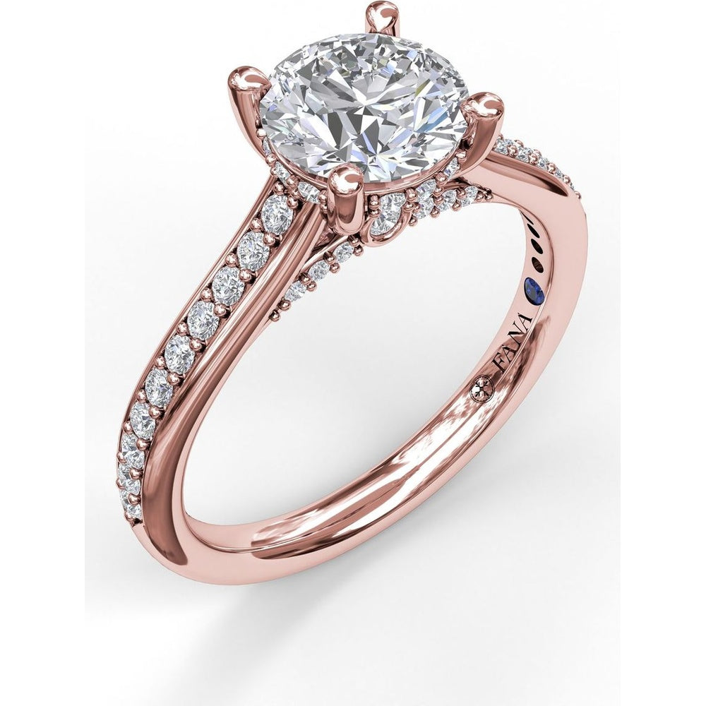 Engagement Ring Setting with Pavé Single Row and Hidden Diamond Accents by Fana - 0.33 Carat Total Diamond Weight