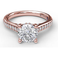 Engagement Ring Setting with Pavé Single Row and Hidden Diamond Accents by Fana - 0.33 Carat Total Diamond Weight