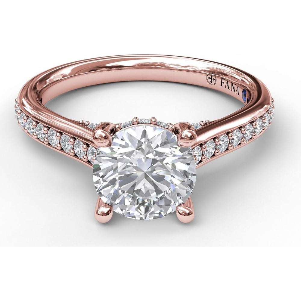 Engagement Ring Setting with Pavé Single Row and Hidden Diamond Accents by Fana - 0.33 Carat Total Diamond Weight