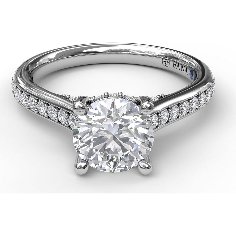 Engagement Ring Setting with Pavé Single Row and Hidden Diamond Accents by Fana - 0.33 Carat Total Diamond Weight