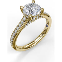 Engagement Ring Setting with Pavé Single Row and Hidden Diamond Accents by Fana - 0.33 Carat Total Diamond Weight