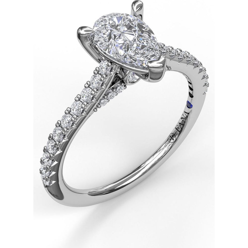 Engagement Ring Setting with Pear Shape Center and Pavé Diamond Band Detail by Fana - 0.33 Carat Total Diamond Weight