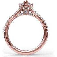 Engagement Ring Setting with Pear Shape Center and Pavé Diamond Band Detail by Fana - 0.33 Carat Total Diamond Weight