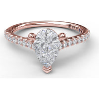 Engagement Ring Setting with Pear Shape Center and Pavé Diamond Band Detail by Fana - 0.33 Carat Total Diamond Weight