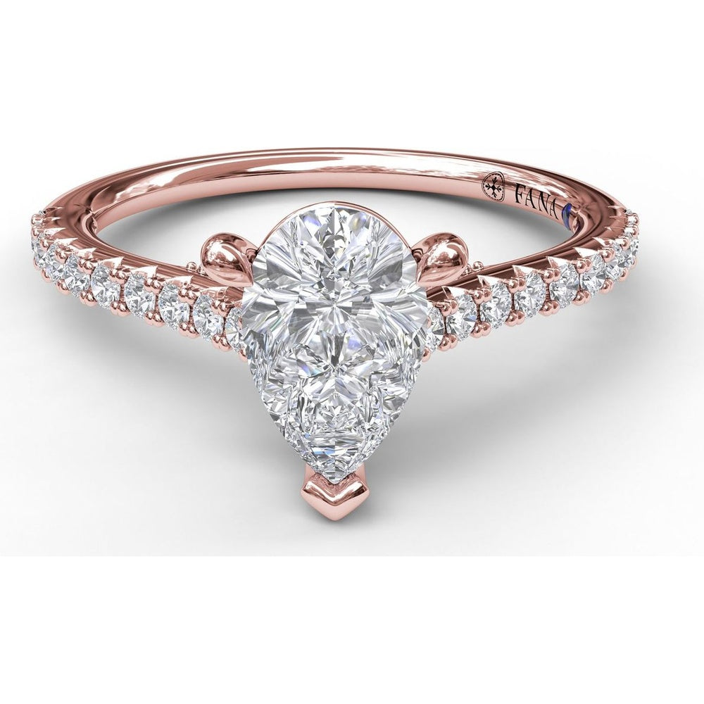 Engagement Ring Setting with Pear Shape Center and Pavé Diamond Band Detail by Fana - 0.33 Carat Total Diamond Weight