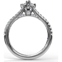 Engagement Ring Setting with Pear Shape Center and Pavé Diamond Band Detail by Fana - 0.33 Carat Total Diamond Weight