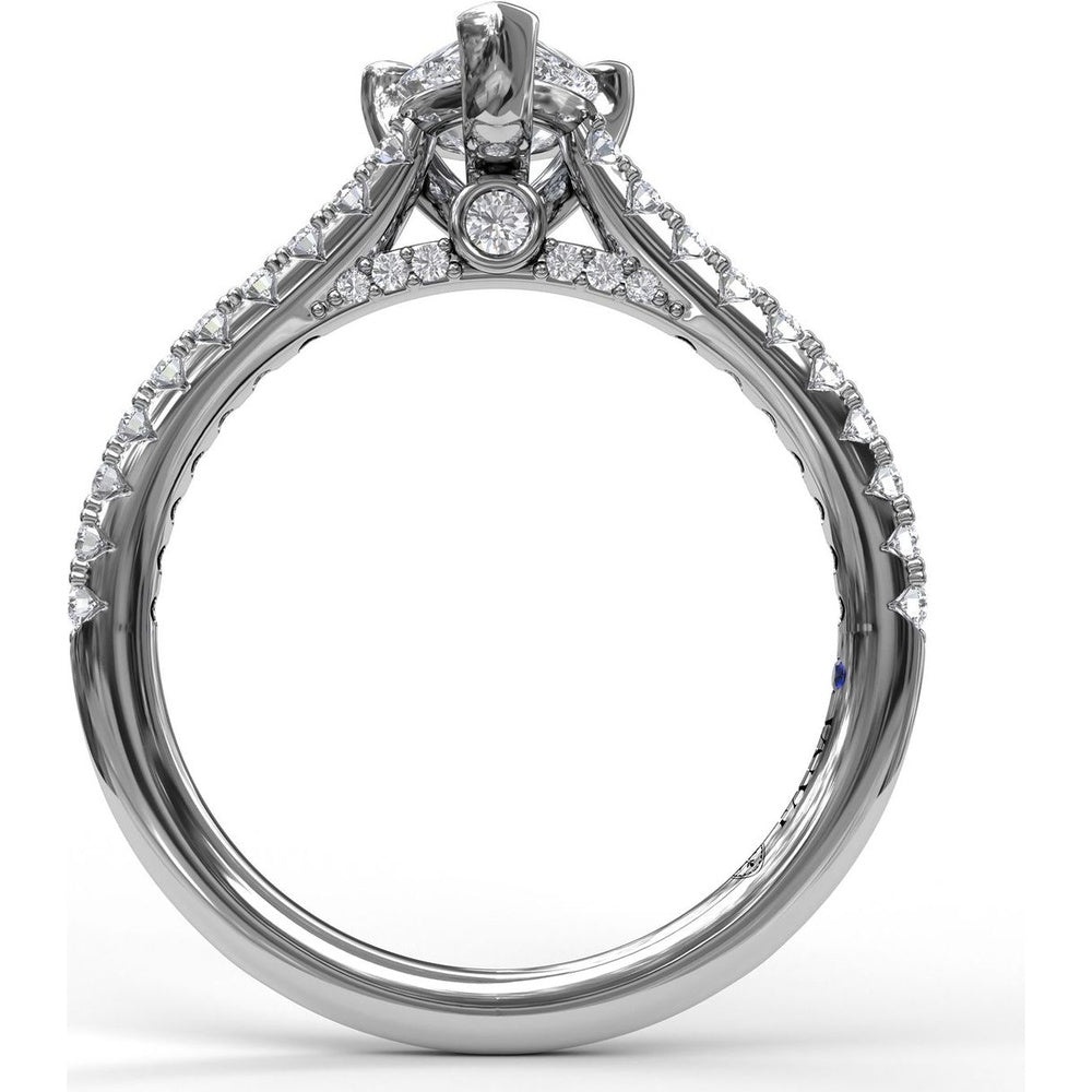 Engagement Ring Setting with Pear Shape Center and Pavé Diamond Band Detail by Fana - 0.33 Carat Total Diamond Weight