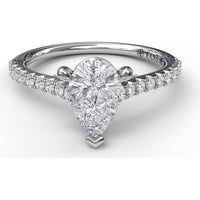 Engagement Ring Setting with Pear Shape Center and Pavé Diamond Band Detail by Fana - 0.33 Carat Total Diamond Weight
