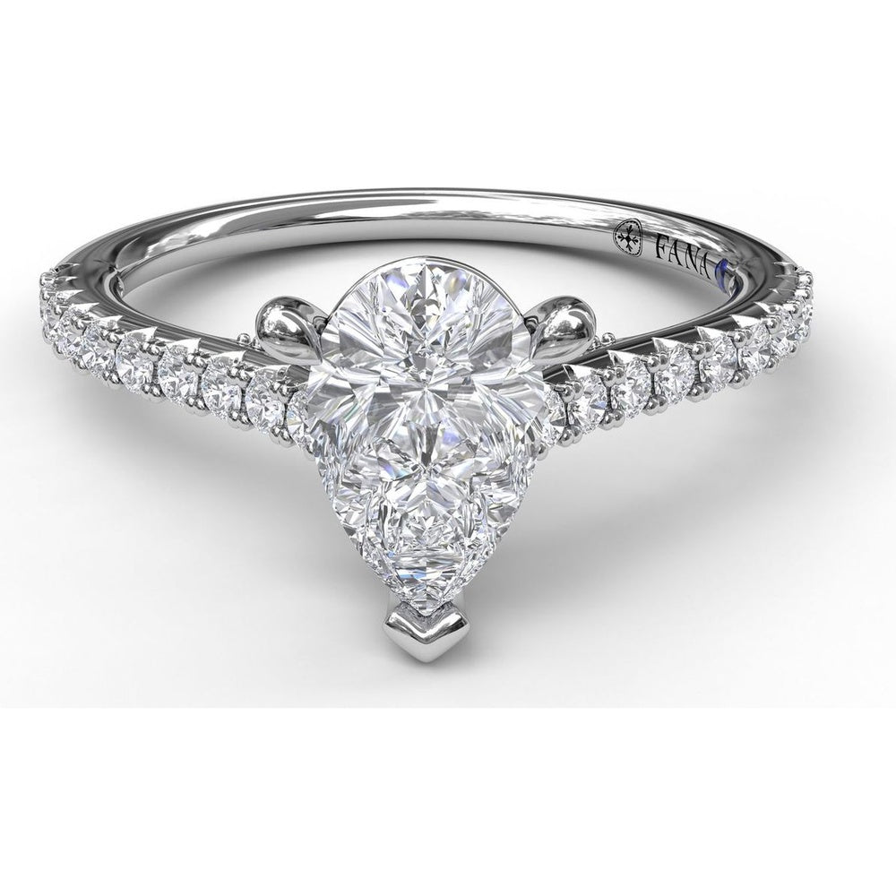 Engagement Ring Setting with Pear Shape Center and Pavé Diamond Band Detail by Fana - 0.33 Carat Total Diamond Weight