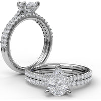 Engagement Ring Setting with Pear Shape Center and Pavé Diamond Band Detail by Fana - 0.33 Carat Total Diamond Weight