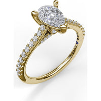 Engagement Ring Setting with Pear Shape Center and Pavé Diamond Band Detail by Fana - 0.33 Carat Total Diamond Weight