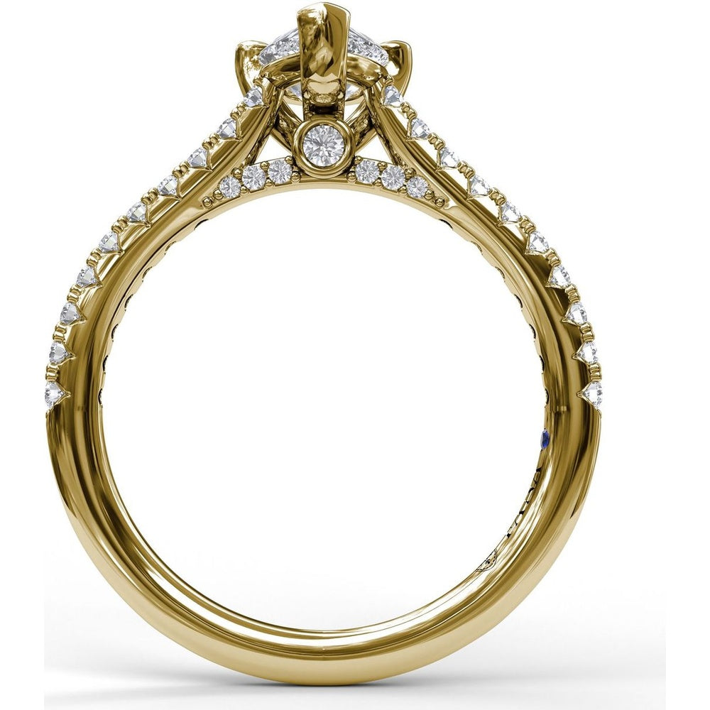 Engagement Ring Setting with Pear Shape Center and Pavé Diamond Band Detail by Fana - 0.33 Carat Total Diamond Weight