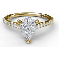 Engagement Ring Setting with Pear Shape Center and Pavé Diamond Band Detail by Fana - 0.33 Carat Total Diamond Weight
