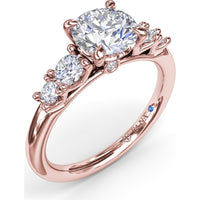 Engagement Ring Setting with Round Side Stones and Peek-A-Boo Diamond by Fana - 0.36 Carat Total Diamond Weight