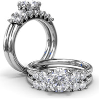 Engagement Ring Setting with Round Side Stones and Peek-A-Boo Diamond by Fana - 0.36 Carat Total Diamond Weight