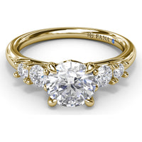 Engagement Ring Setting with Round Side Stones and Peek-A-Boo Diamond by Fana - 0.36 Carat Total Diamond Weight